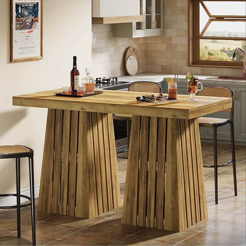 37.8 Inches Square Bar Table, Counter Height Pub Table for Home, Kitchen, Living Room - 31.5" L x 31.5" W x 37.8" H