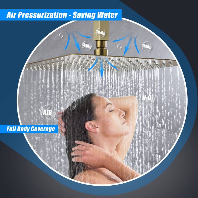 16" Square High Pressure Rain Shower Head,304 Stainless Steel Rain Shower Head