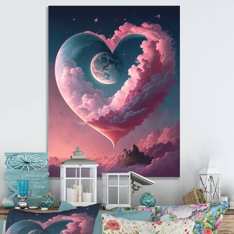 Designart 'Cotton Candy Cloud Heart IV' Romantic Abstract Metal Wall Art