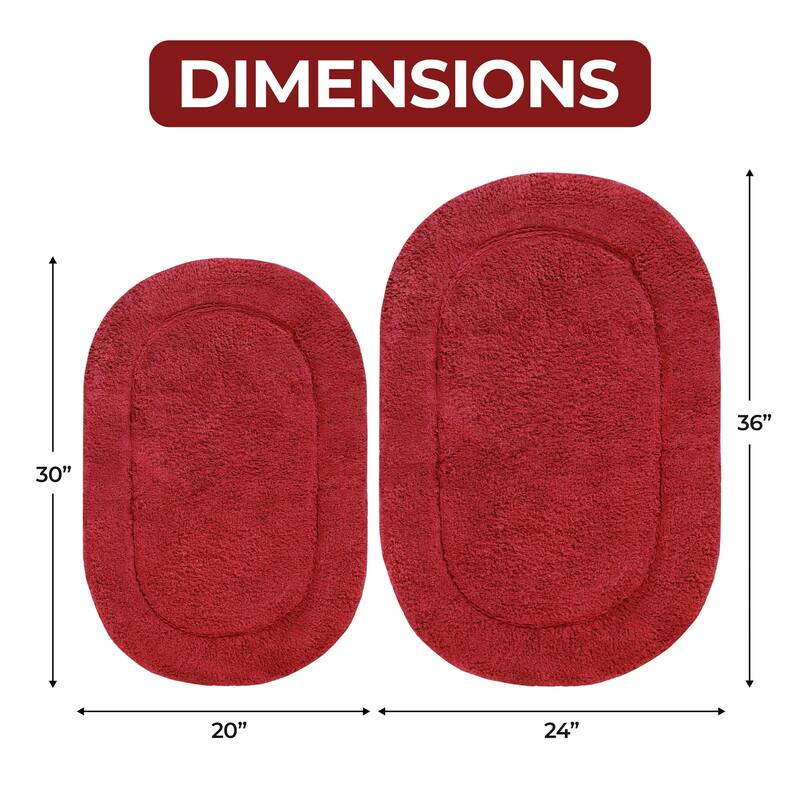 Superior Cotton Non-slip Oval Bath Rug - (Set of 2)