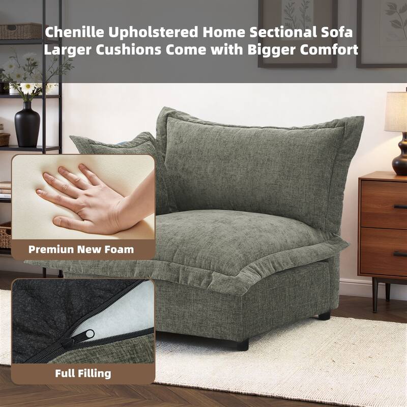 Double Layer Cushion Comfy Cloud Modular Sectional Sofa Couch Ottoman