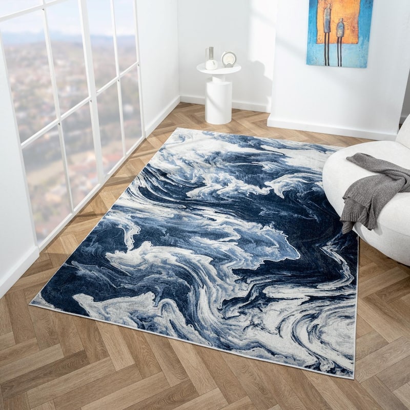 Luxe Weavers Marble Abstract Clouds Swirl Area Rug