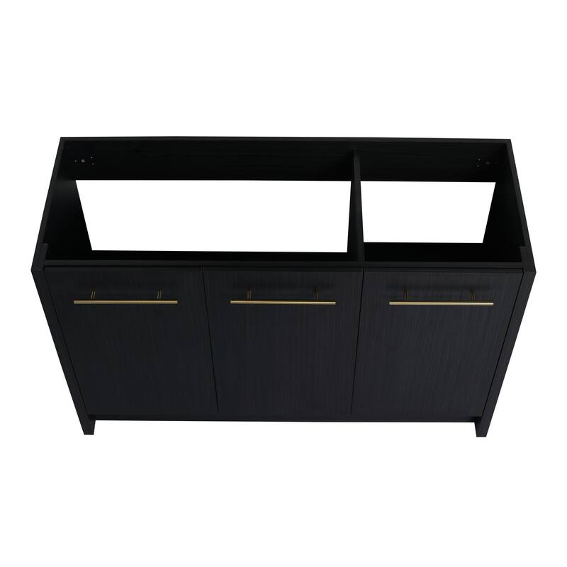 24" Bathroom Vanity with Soft-Close Doors and Spacious Storage, Black Chestnut Finish, Freestanding Design, Vanity Base Only