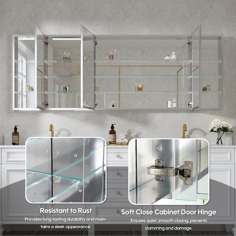 Bath 30'H Recessed or Surface Wall Mount Medicine Cabinet With Adjustable Glass Shelves