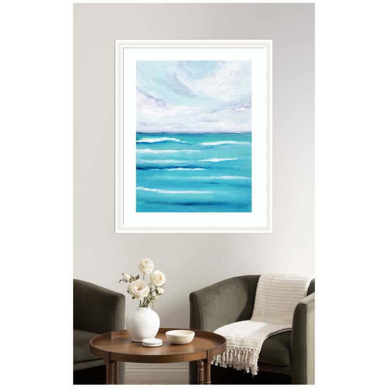 Kate and Laurel Framed Art Evening Ocean Waves by Nikita Jariwala
