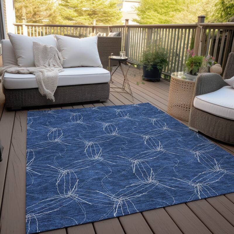 Machine Washable Indoor/ Outdoor Abstract Contemporary Chantille Rug