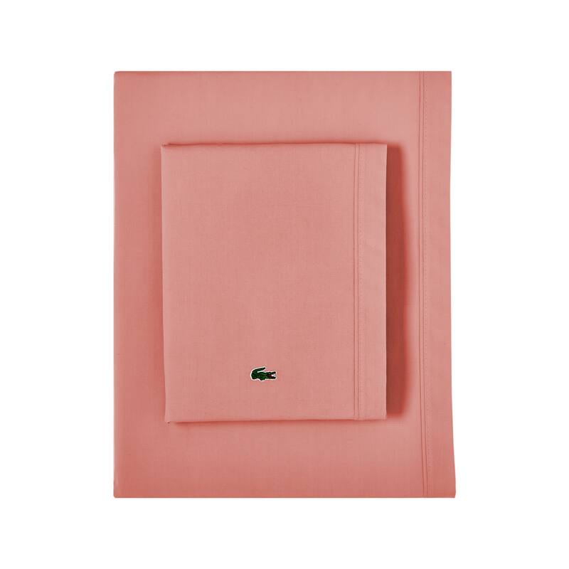 Lacoste Percale Cotton Solid Sheet Set - Full - Canyon