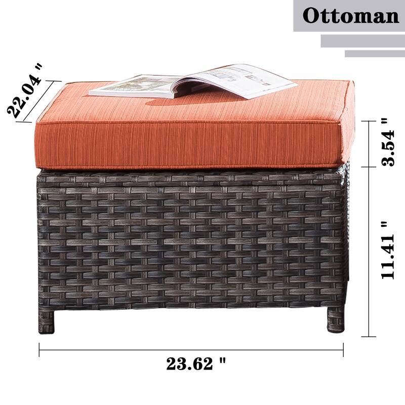 OVIOS 7-piece Wicker Sectional Sofa Swivel Rocking Chair Set With Fire Pit