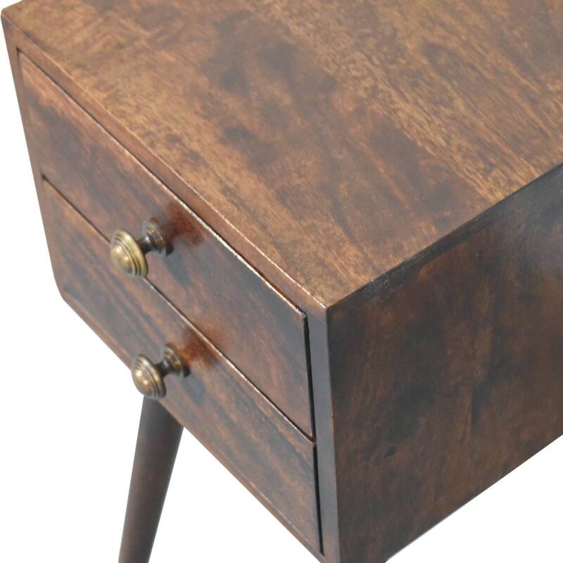 HomeRoots 22" Walnut Solid Wood Square Two Drawer Nightstand