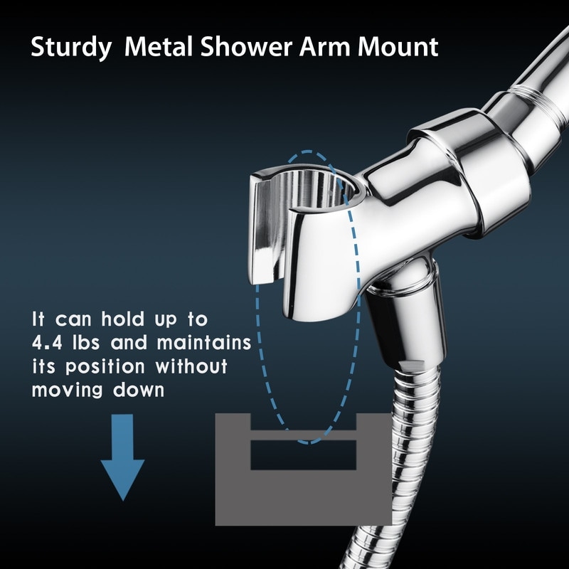 BRIGHT SHOWERS Shower Head Holder All Metal Handheld Shower Head Holder,  Brass Adjustable Shower Arm Mount Bracket, Brushed Nickel