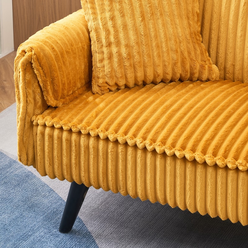 Corduroy Loveseat Sofa with 2 Cup Holder Lounge Couch, Adjustable Backrest Sleeper Sofa Bed for Living Room Recliner Sofa