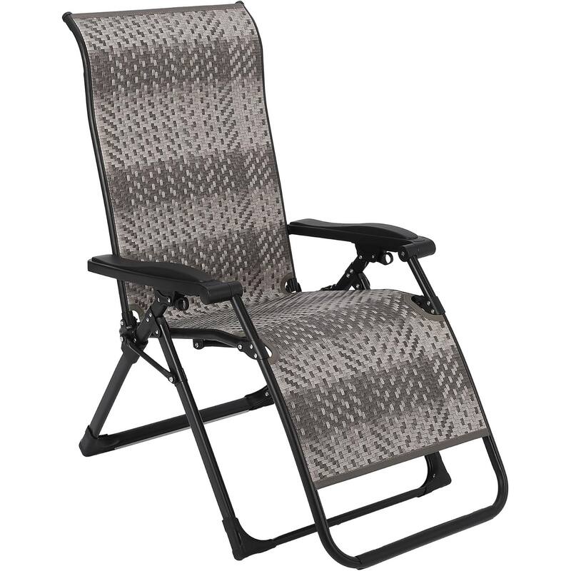 Portable Rattan Chaise Lounge Chair,Adjustable Folding with Widened Armrest - 1 Pack