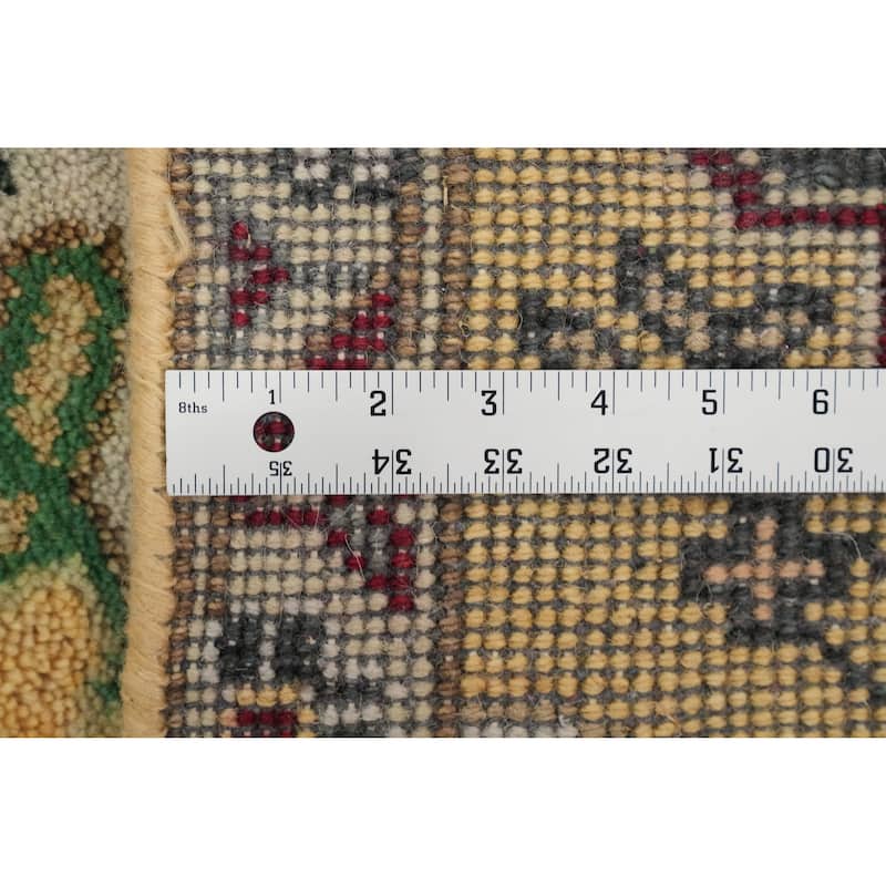 Hand-knotted Traditional Wool Yellow Geometric Area Rug Oriental Carpet - 8' 0'' X 2' 7''