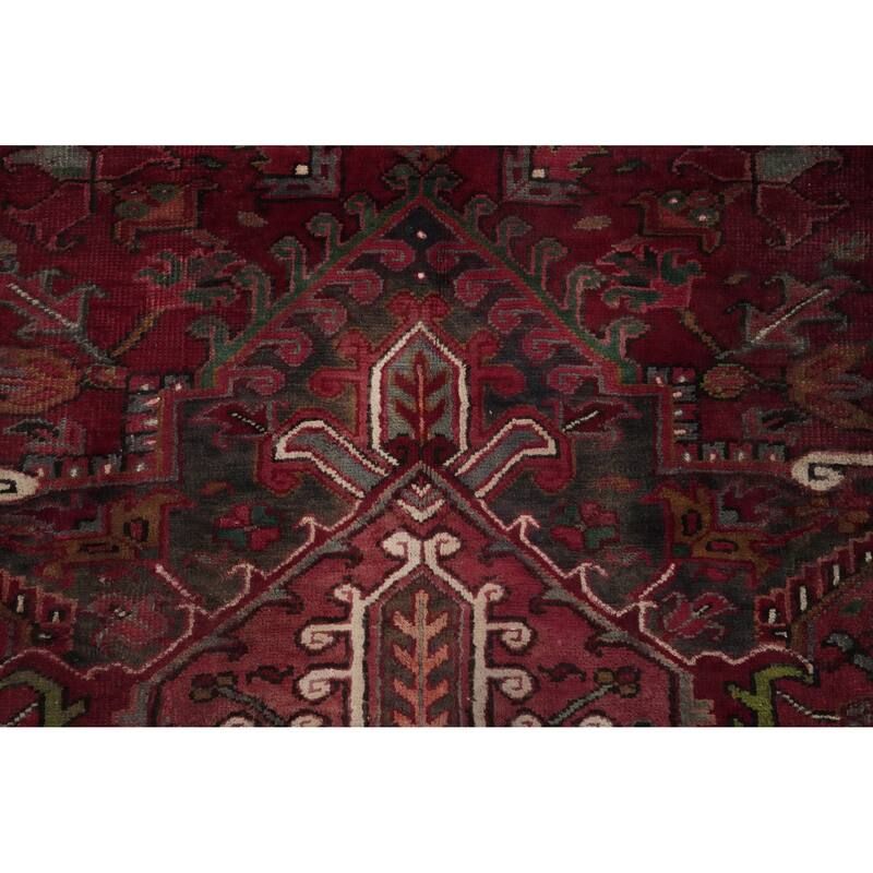 Hand Knotted Oriental 100% Wool Carpet Traditional Medallion Red Heriz Area Rug - 12' 10'' X 9' 11''