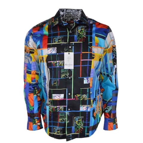 Robert Graham BLINDFOLD Neon Pop Art Kevin T Kelly Button Down Shirt