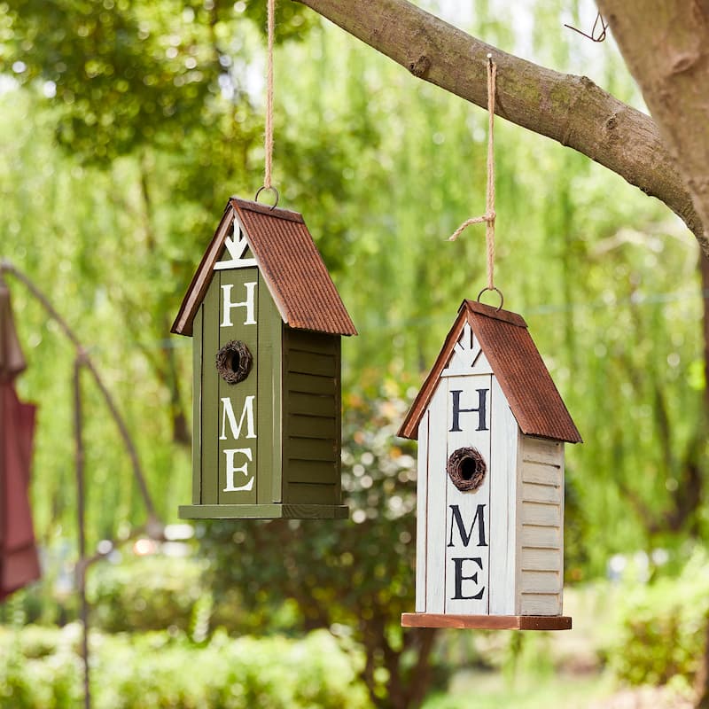 Glitzhome 14"H Farmhouse Solid Wood "HOME" Birdhouse