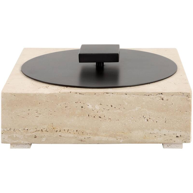 Uttermost 18196 Natural Luxe 4-1/2" Tall Iron and Travertine Boxes