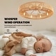 preview thumbnail 7 of 17, Boho Smart Gold Rattan Caged Drum Flush Mount Ceiling Fan