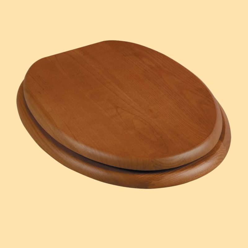 Golden Oak Wooden Toilet Seat Elongated Toilet Seat with Chrome Hinges and Non Slip Bumper - N/A