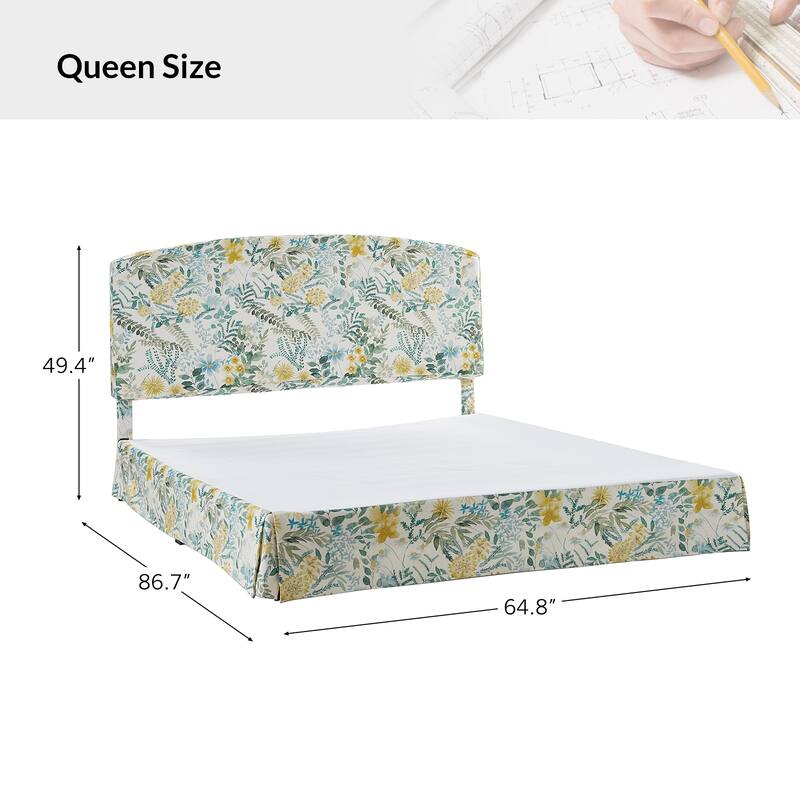 Knut Traditional 2 Piece Bedroom Upholstered Platform Bed with Washable Slipcover Set-QB by HULALA HOME