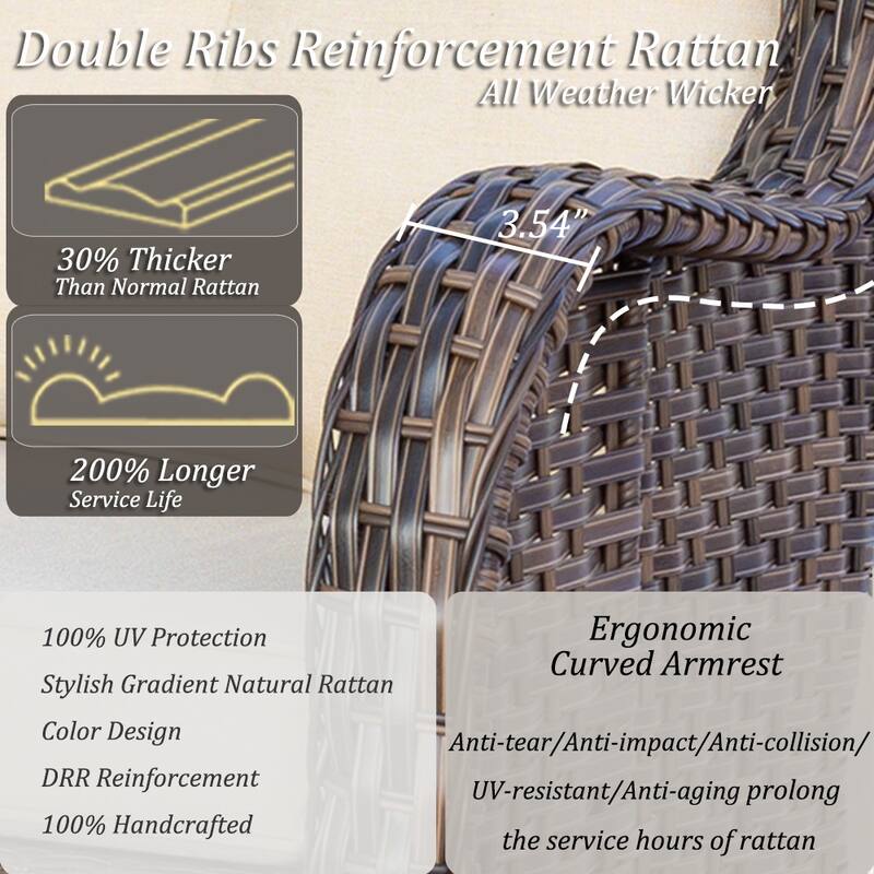 Wicker Outdoor Patio Furniture Seating Set with Swivel Rocker Chairs
