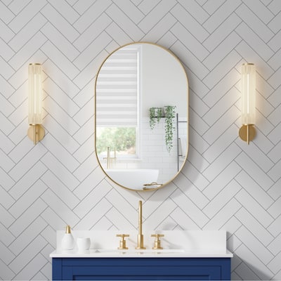 Bathroom Wall Mounted Oval Metal Framed Mirror