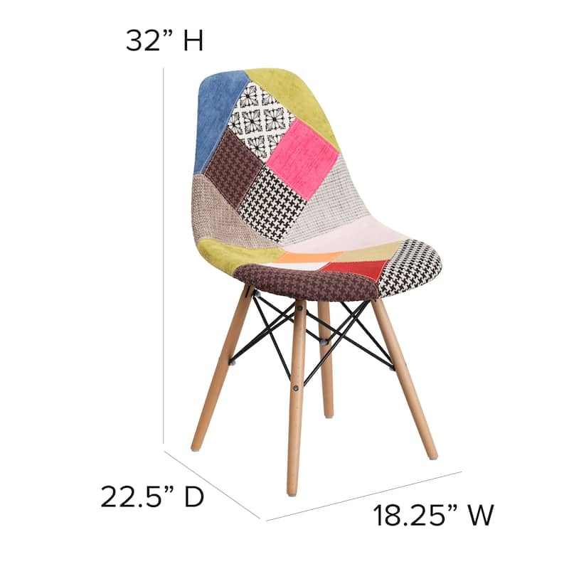 Fabric Chair with Wooden Legs - 18.25"W x 22.5"D x 32"H