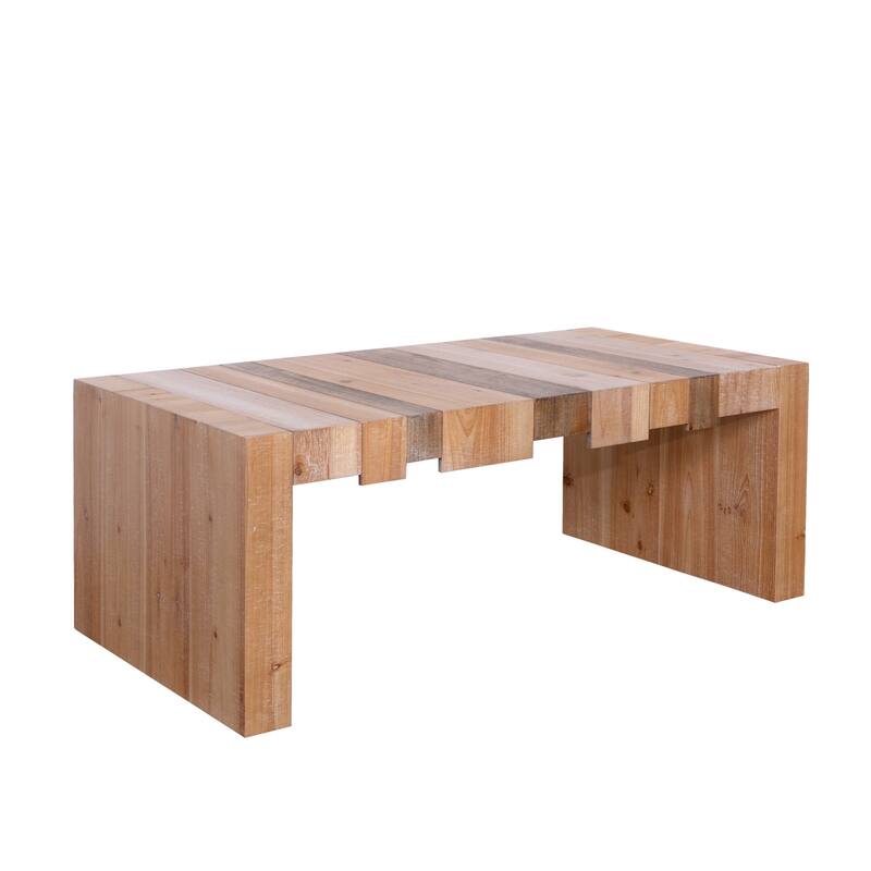 Rustic Rectangular Center Table Slatted Wood Coffee Table Versatile Accent Table with Realistic Wood Grain for Living Room