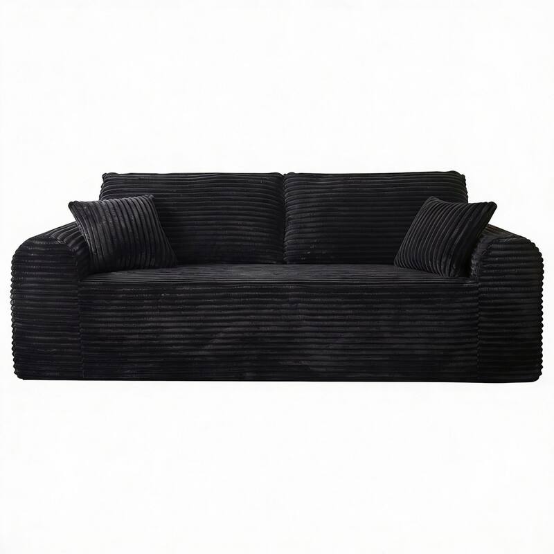 86.6" 3-Seater Corduroy Sofa with Pillows, No Assembly Required