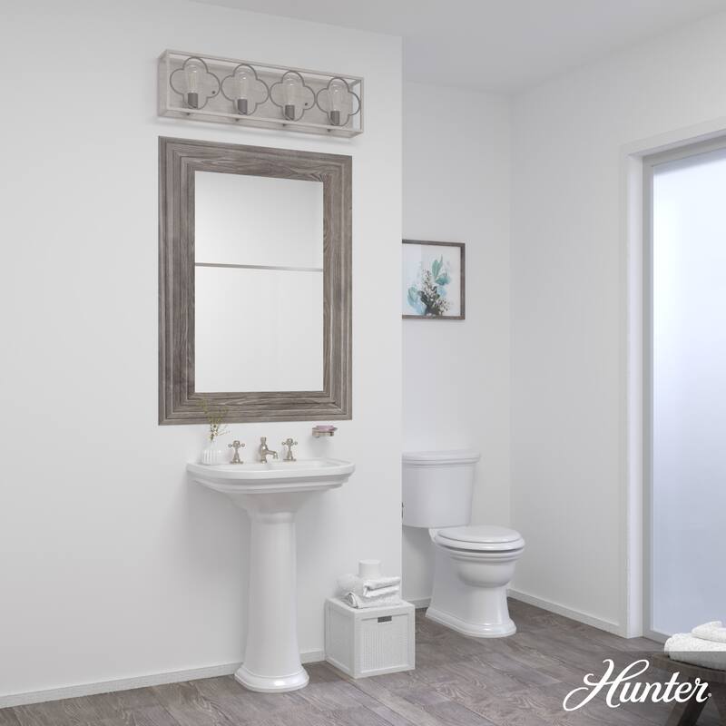 Hunter Gablecrest 4-Light Vanity Wall Light - Bathroom - Modern Farmhouse, French Country, Rustic, Distressed - Damp Rated!