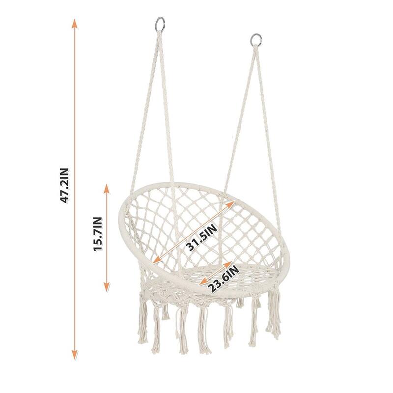 Hammock Chair Macrame Swing Max 330 Lbs Hanging Cotton Rope Hammock Swing Chair
