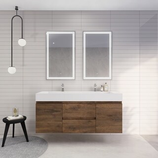 Monterey 60'' Double Sink Wall-Mounted Vanity with Reinforced Acrylic Sink