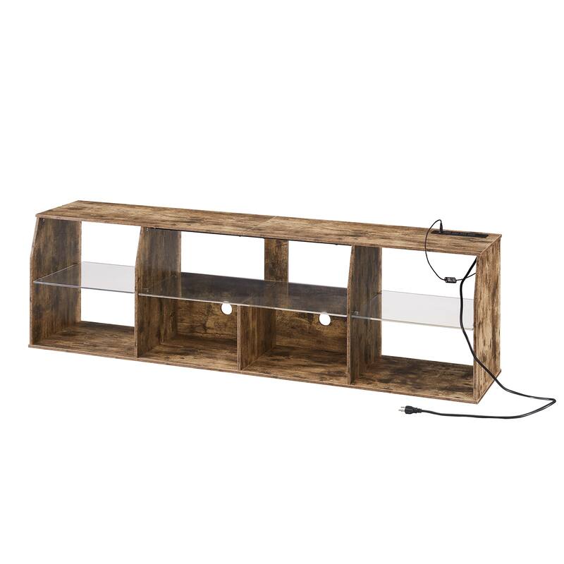 Gaming Entertainment Center with Power Outlet & 23 Dynamic RGB Modes, Led TV Stand with for 55+ Inch TV, Game Console