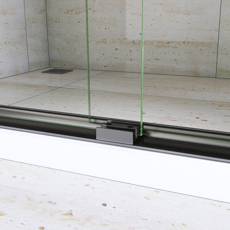 Double Sliding Framed Shower Door in Matte Black Finish