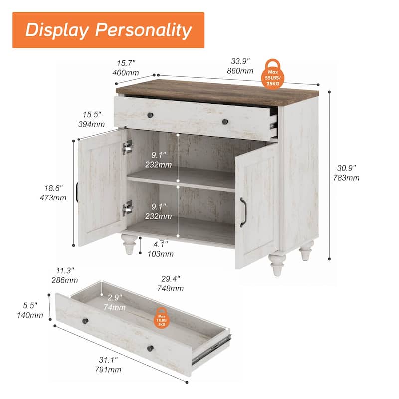 Farmhouse TV Stand for 75 inch TV, TV Console with Storage