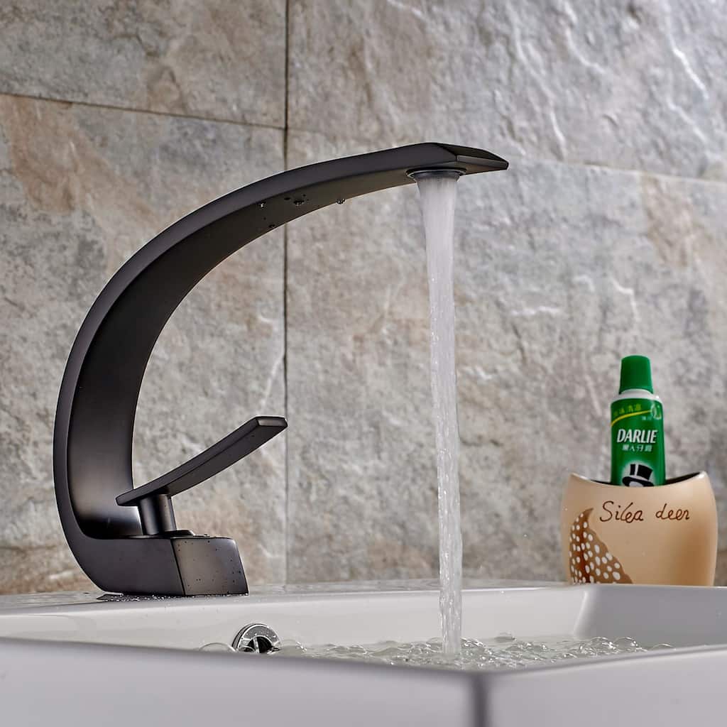 Matte Black Single Hole Arch Bathroom Sink Vessel Faucet