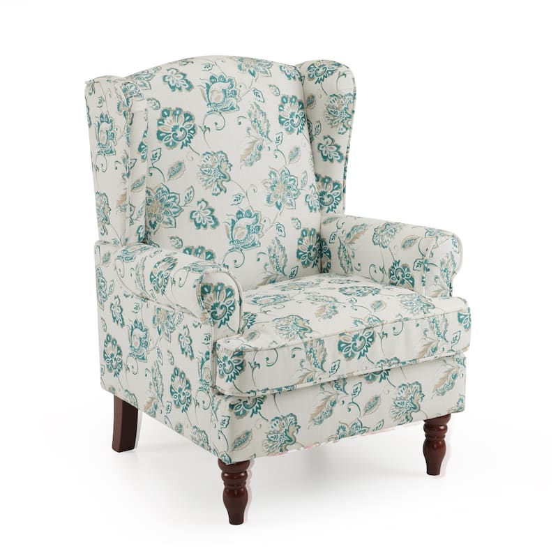 Erommy Modern Accent Chair, High Back Armchair, Upholstered Fabric Button Single Sofa with Wooden Legs for Living Room