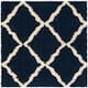 SAFAVIEH Dallas Shag Giusy Trellis 1.5-inch Thick Rug - 4' x 4' Square - Navy/Ivory