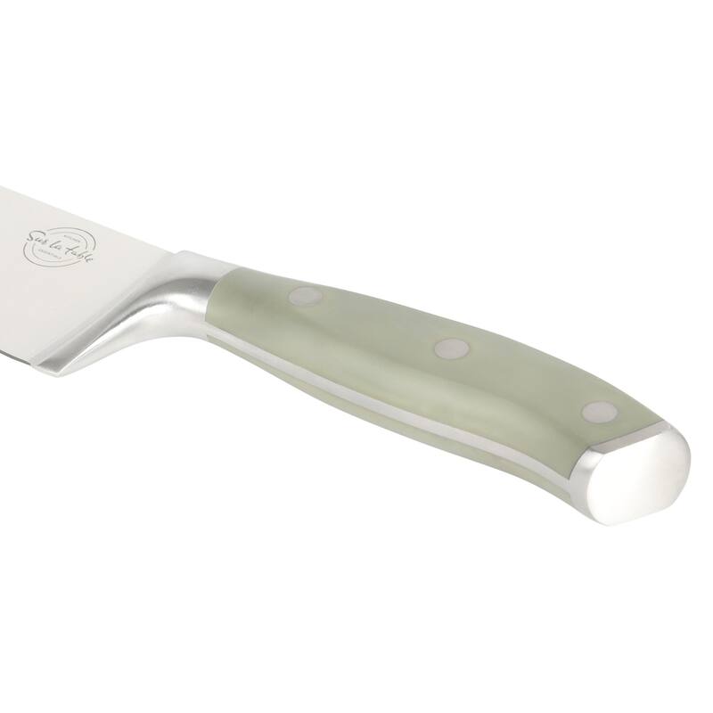 Sur La Table Kitchen Essentials High-Carbon German Steel 7 Piece Forged Cutlery Kitchen Knife Block Set W/ Ashwood Block