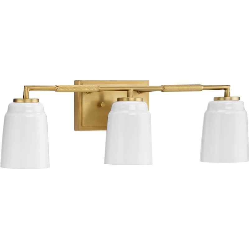 Spenser Collection Three-Light Brushed Gold Industrial Vanity Light - 23.37 in x 5.5 in x 7.62 in