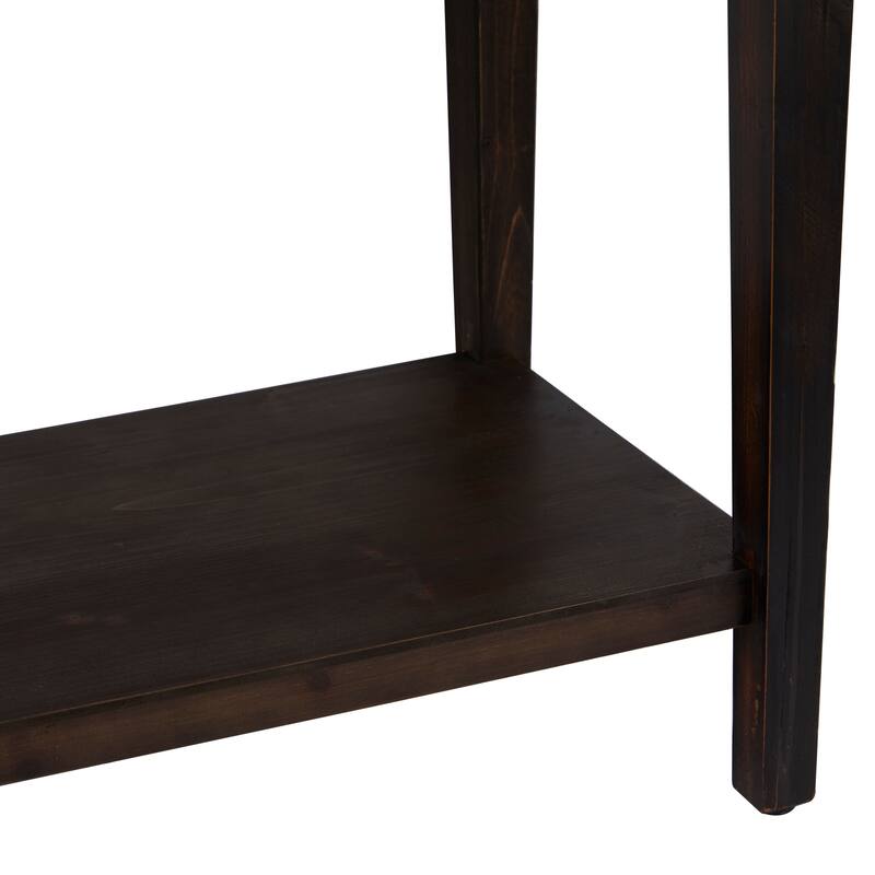 Black Wood Rustic Console Table with Mirror (Set of 2) - 31", 31"H