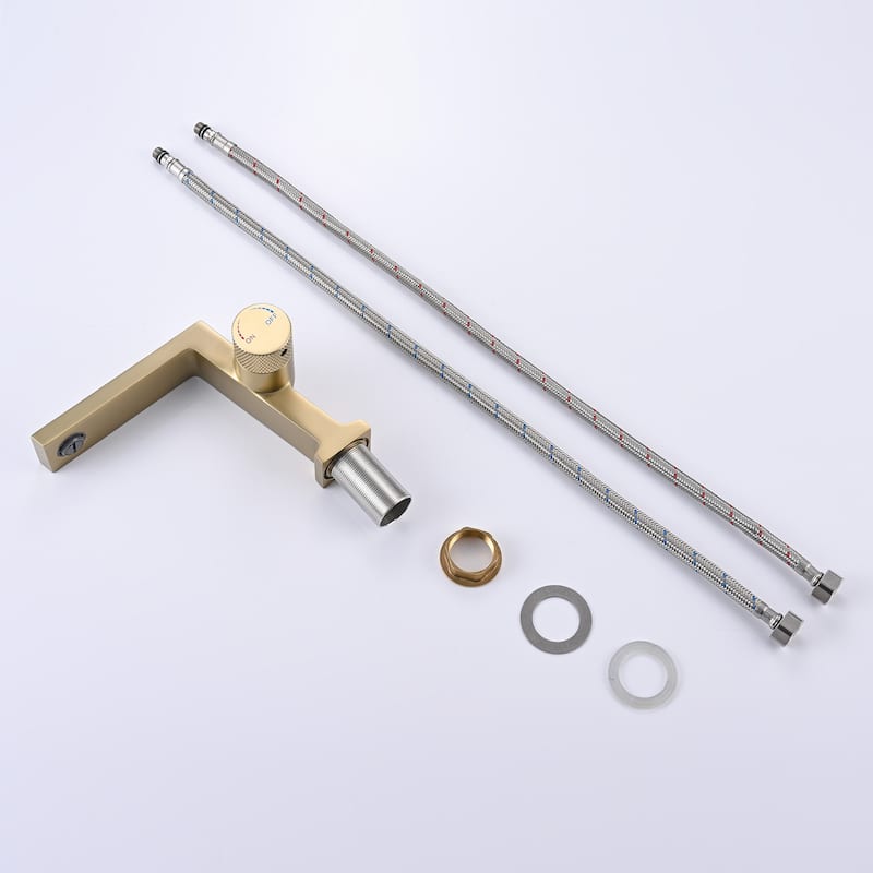 Single Handle Bathroom Sink Faucet Brass Single Hole Modern Bathroom Vanity Basin Taps Brushed Gold