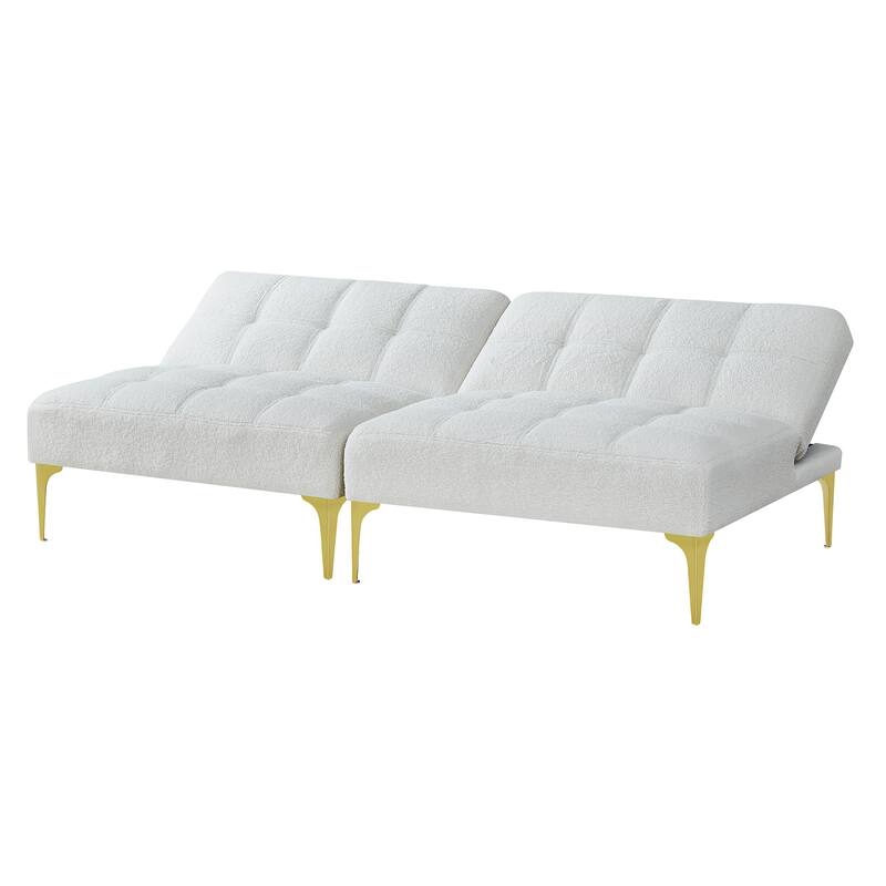 Convertible Sofa Bed with Teddy Fabric, Freely Configurable Sections
