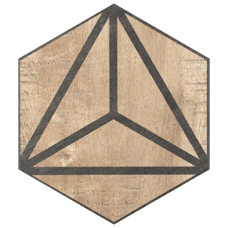 Merola Tile Sawnwood Tribeka Hex Brown 8-5/8" x 9-7/8" Porcelain Floor and Wall Tile