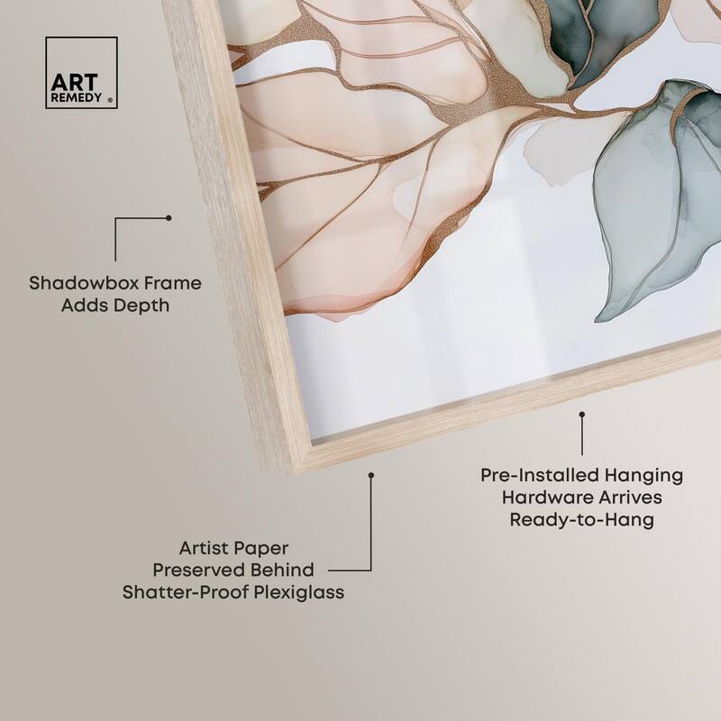 Golden Veined Leaves I Shadowbox by Art Remedy