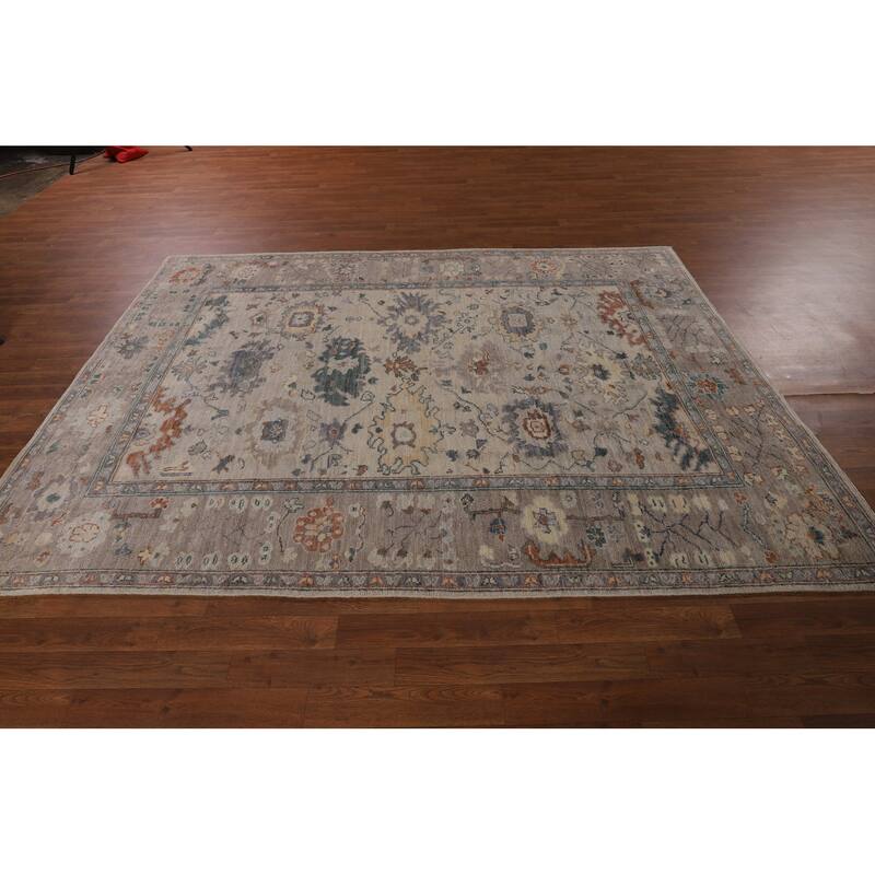 Vegetable Dye Oushak Turkish Area Rug Handmade Geometric Wool Carpet - 6'0"x 8'9"