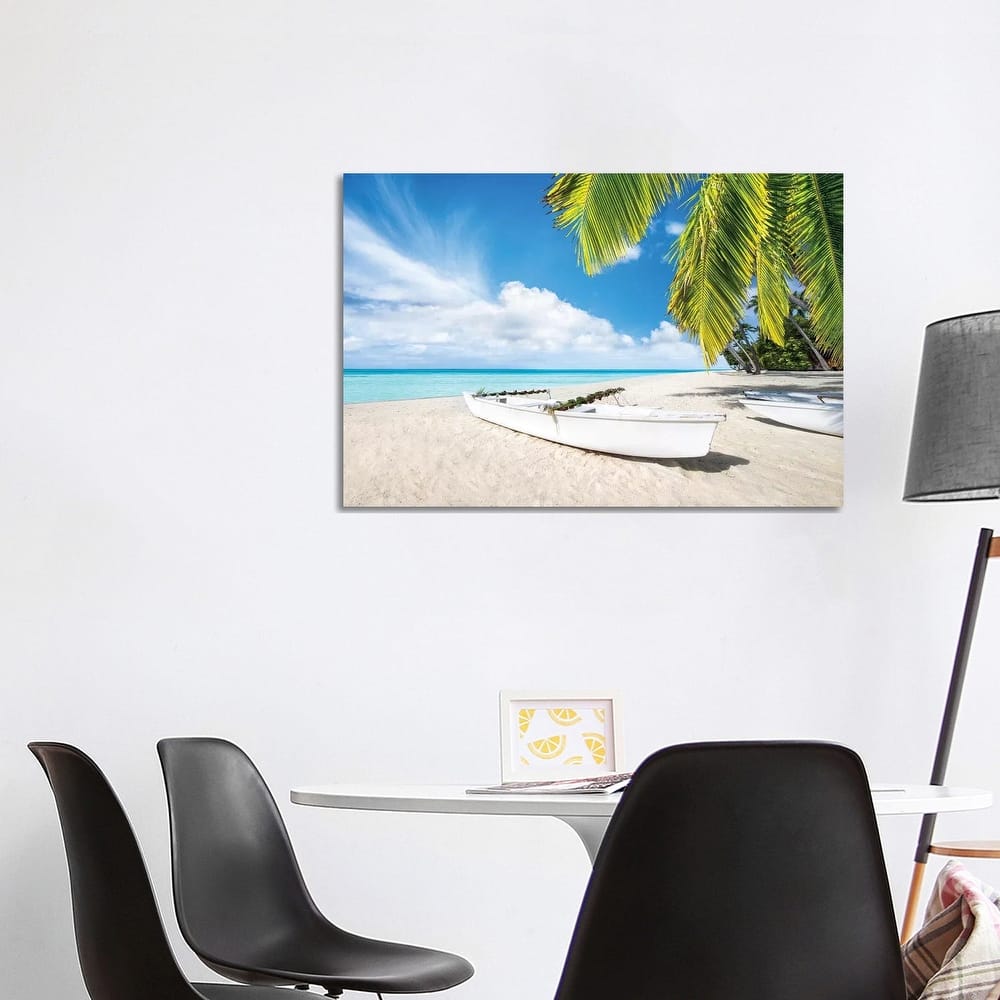 iCanvas "Boat At The Beach On Bora Bora" by Jan Becke Canvas Print