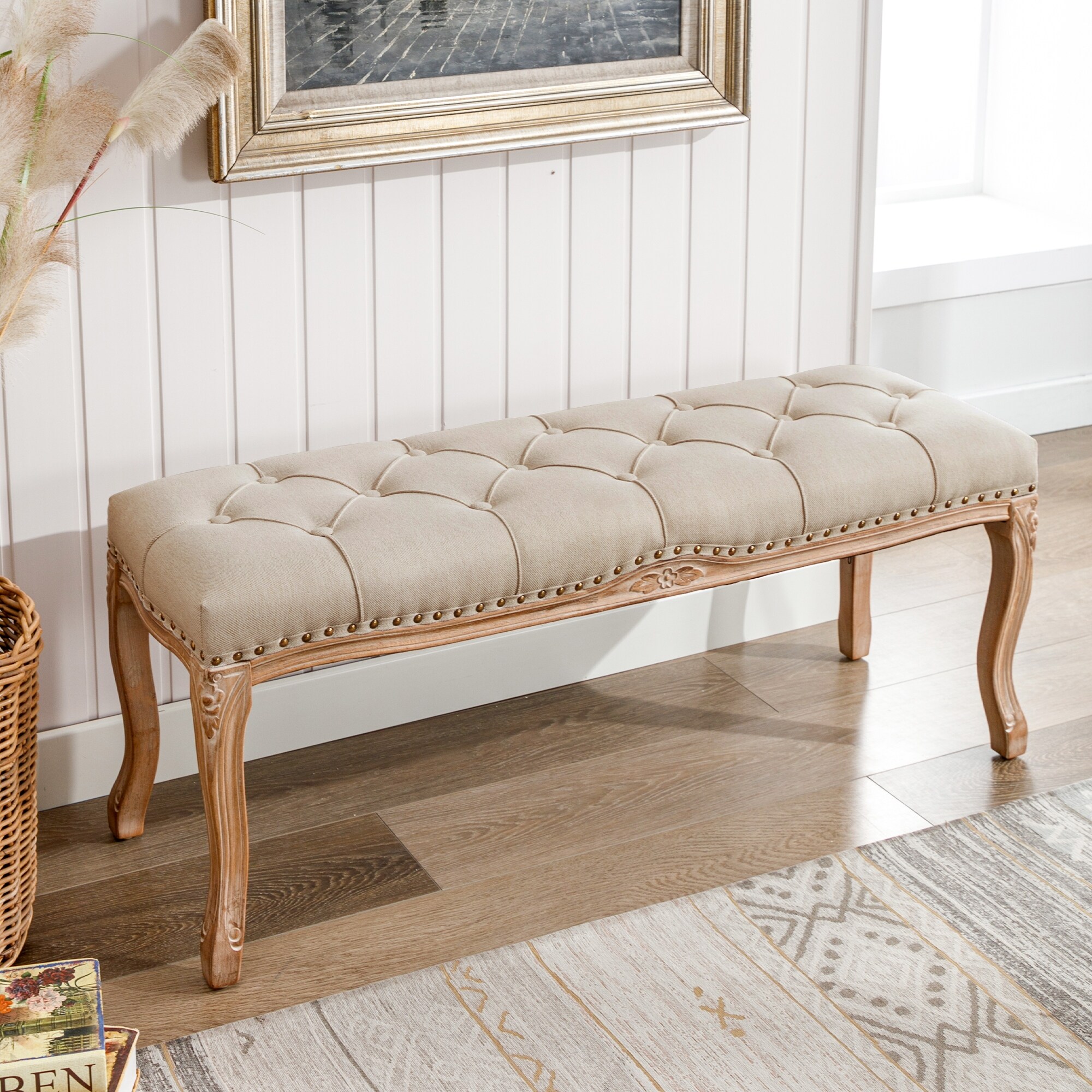 バーゲンで COZYMAN Bed - Bench Ottoman Upholstered Design Tufted Modern ぬいぐるみ