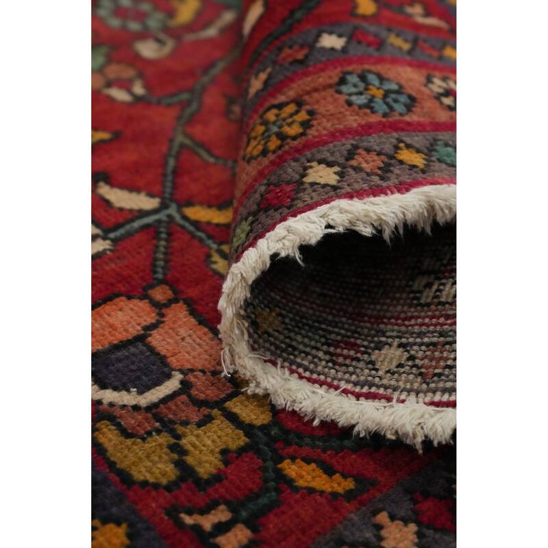 Hand Knotted Oriental 100% Wool Carpet Traditional Floral Red Tabriz Runner Rug - 10' 10'' X 2' 10''