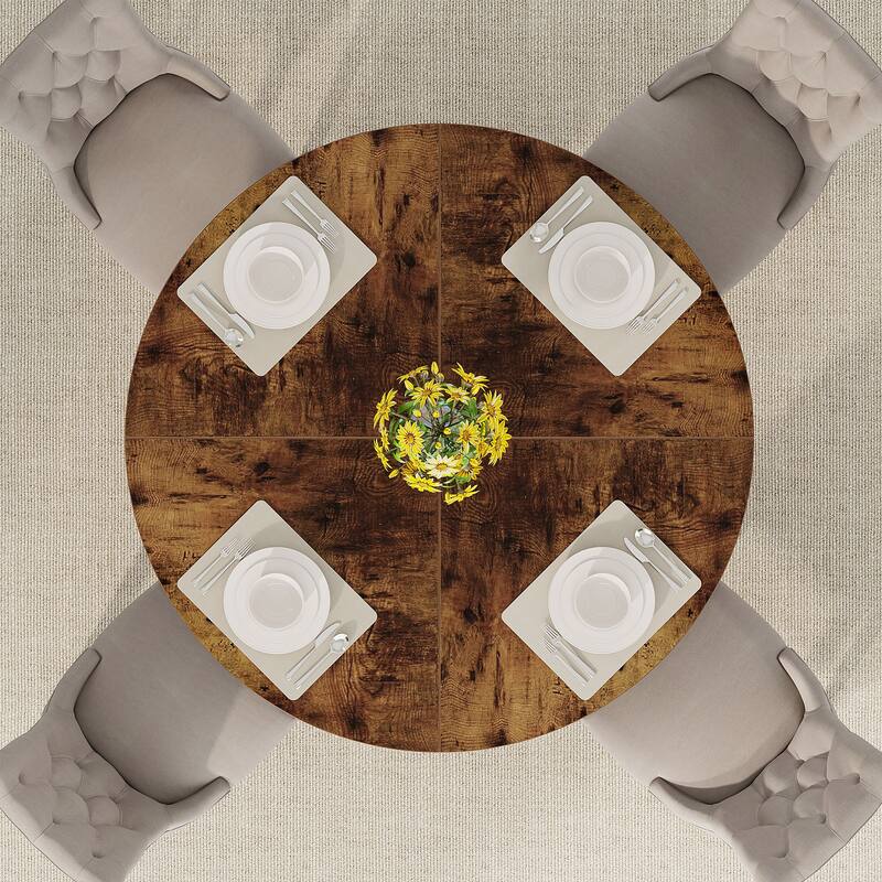 47-inch Round Dining Table Wood Dinner Table for 4-6 People